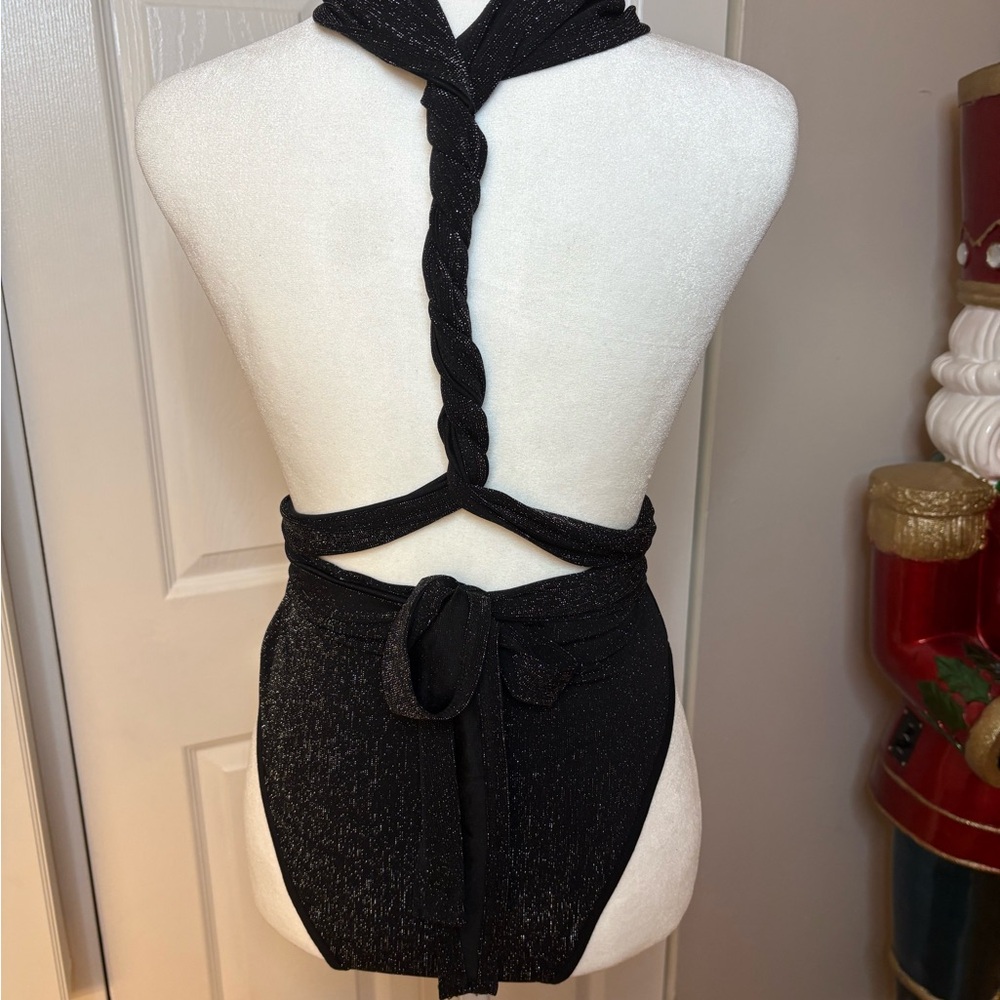 Black Shimmer One-Piece Bodysuit - Picture 5 of 9